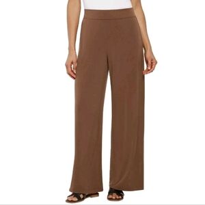 Three Dots Wide-Leg Pants Womens XXL Brown 29.5" Inseam Pull-On Stretch Lounge